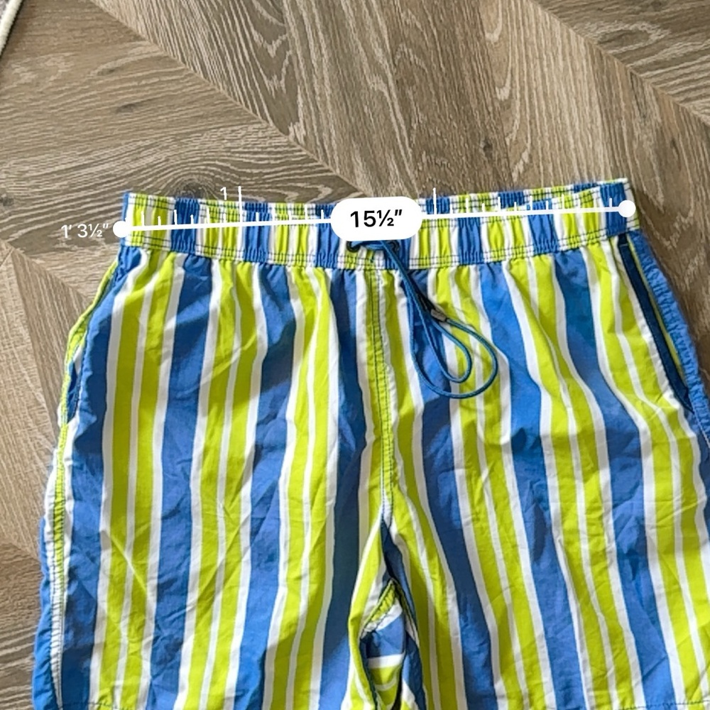 Mr. Swim Nylon Swim Trunks 6.5" inseam XL Blue and Lime